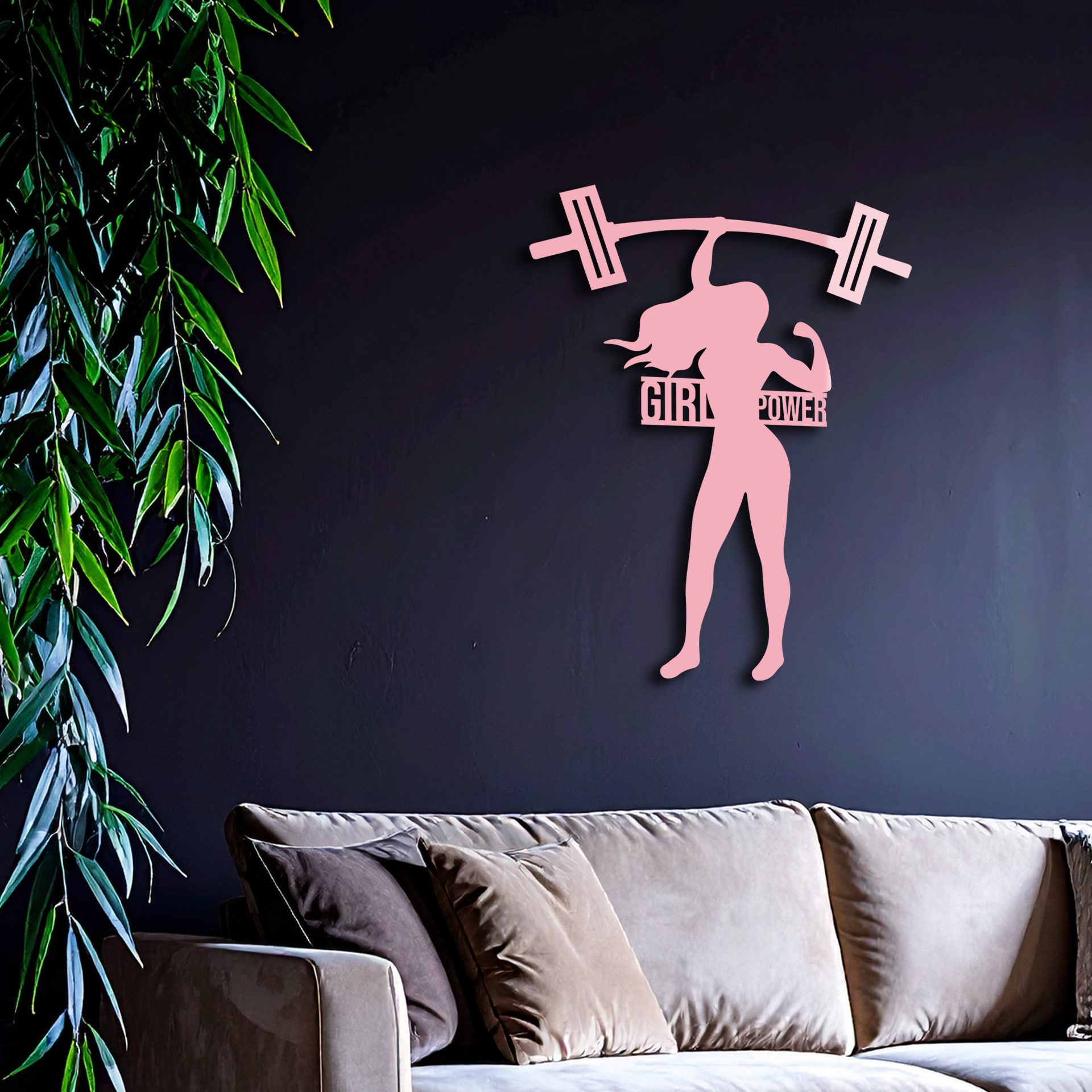 Girl Power Weightlifting Silhouette Metal Wall Art – Strong Woman Design - KAFGP041 - Tampa Home & Garden Store