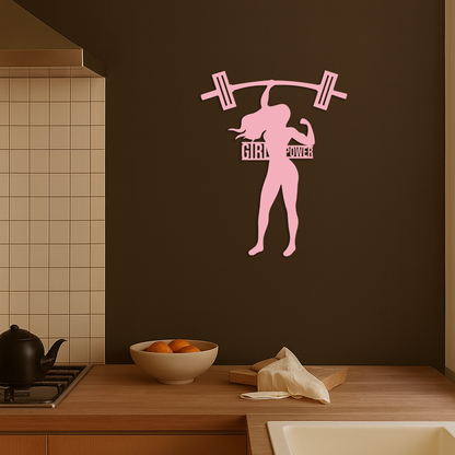 Girl Power Weightlifting Silhouette Metal Wall Art – Strong Woman Design - KAFGP041 - Tampa Home & Garden Store