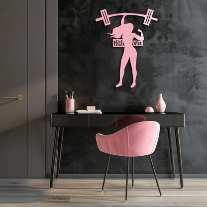 Girl Power Weightlifting Silhouette Metal Wall Art – Strong Woman Design - KAFGP041 - Tampa Home & Garden Store