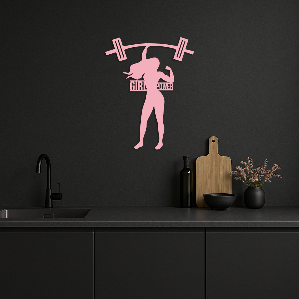 Girl Power Weightlifting Silhouette Metal Wall Art – Strong Woman Design - KAFGP041 - Tampa Home & Garden Store