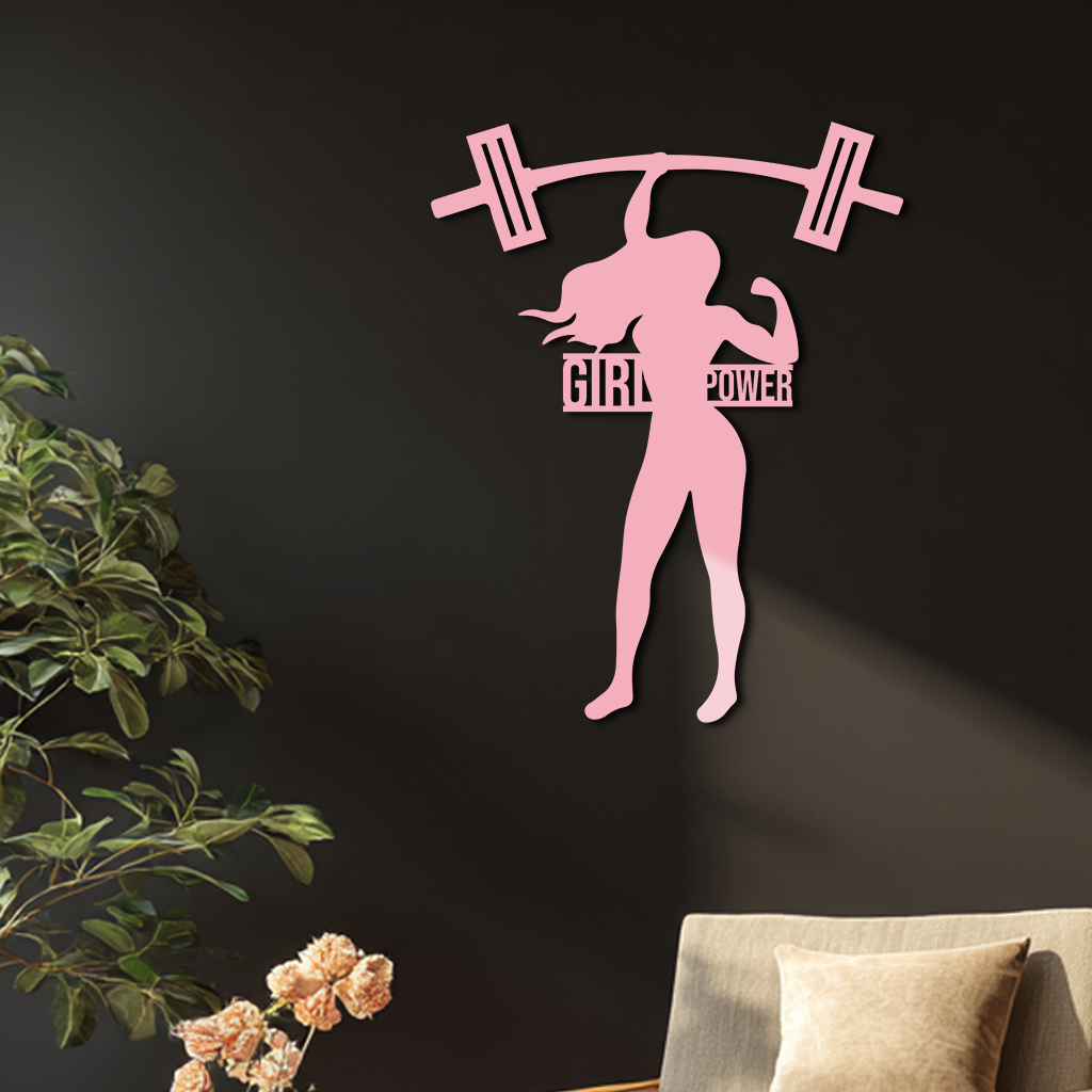 Girl Power Weightlifting Silhouette Metal Wall Art – Strong Woman Design - KAFGP041 - Tampa Home & Garden Store