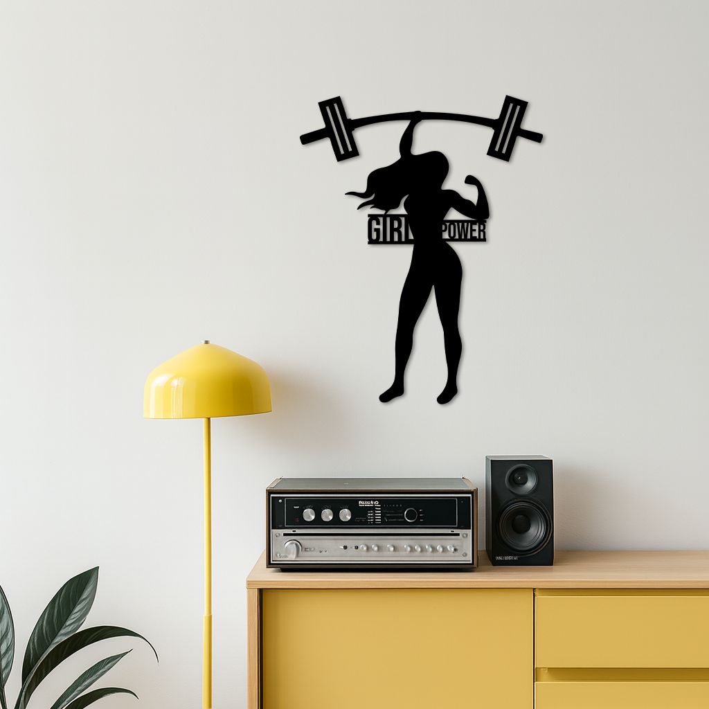 Girl Power Weightlifting Silhouette Metal Wall Art – Strong Woman Design - KAFGP041 - Tampa Home & Garden Store