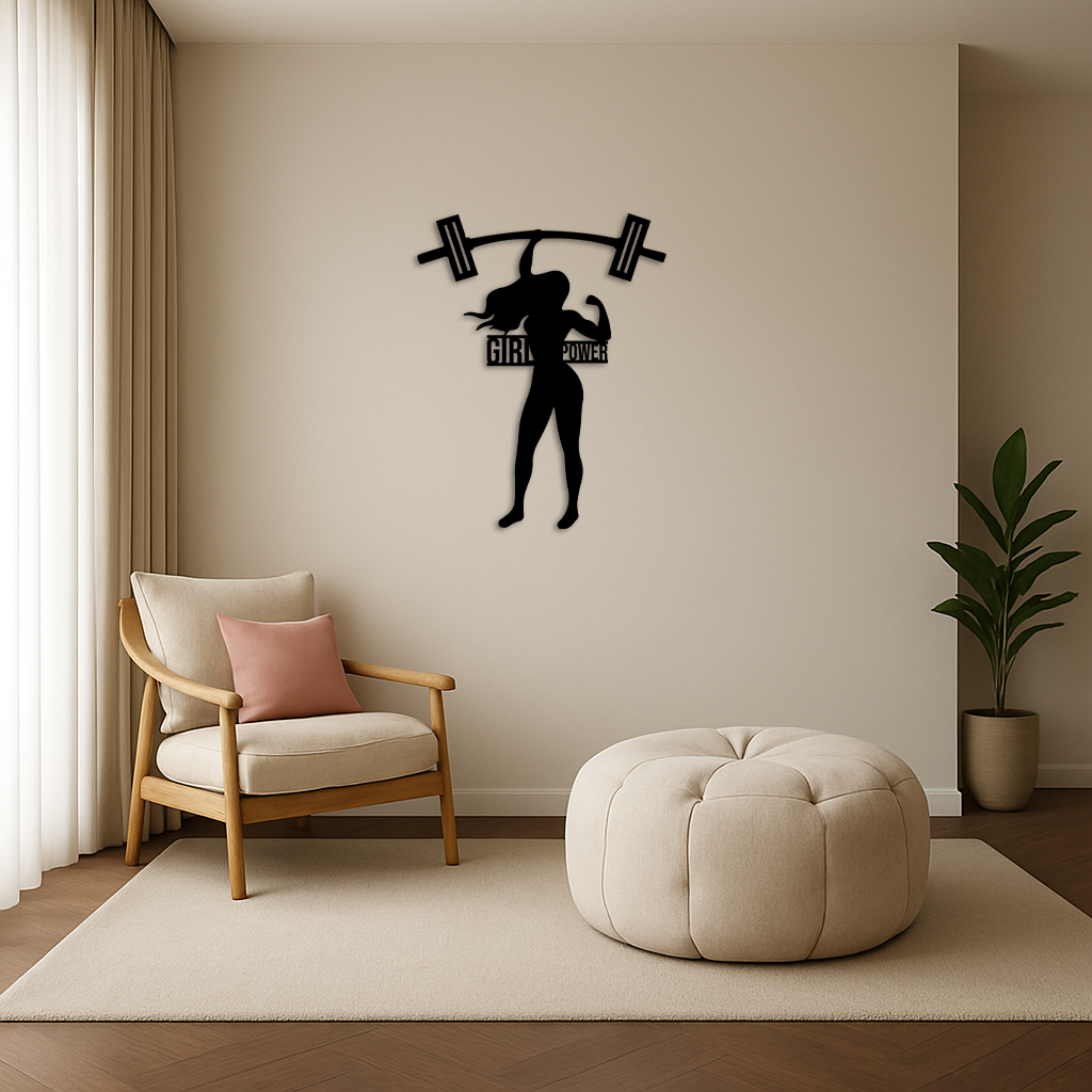 Girl Power Weightlifting Silhouette Metal Wall Art – Strong Woman Design - KAFGP041 - Tampa Home & Garden Store