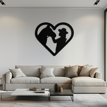 Girl and Horse Silhouette Heart Metal Wall Art – Farmhouse Horse Lover Gift- KAF548 - Tampa Home & Garden Store
