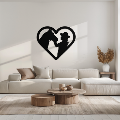 Girl and Horse Silhouette Heart Metal Wall Art – Farmhouse Horse Lover Gift- KAF548 - Tampa Home & Garden Store