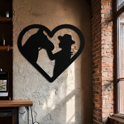 Girl and Horse Silhouette Heart Metal Wall Art – Farmhouse Horse Lover Gift- KAF548 - Tampa Home & Garden Store