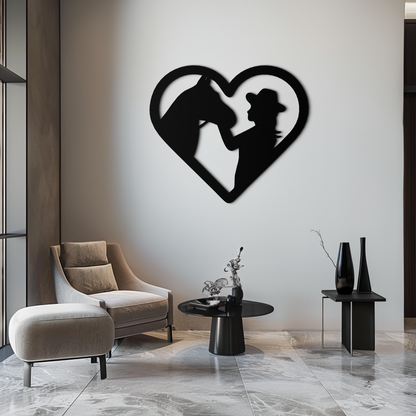 Girl and Horse Silhouette Heart Metal Wall Art – Farmhouse Horse Lover Gift- KAF548 - Tampa Home & Garden Store