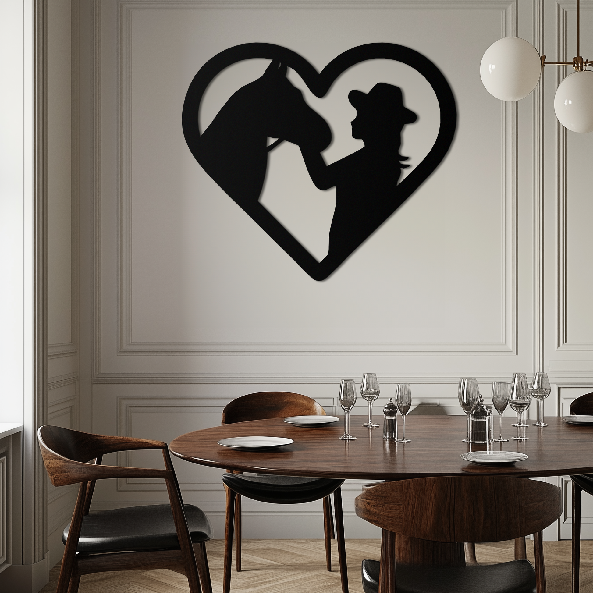 Girl and Horse Silhouette Heart Metal Wall Art – Farmhouse Horse Lover Gift- KAF548 - Tampa Home & Garden Store