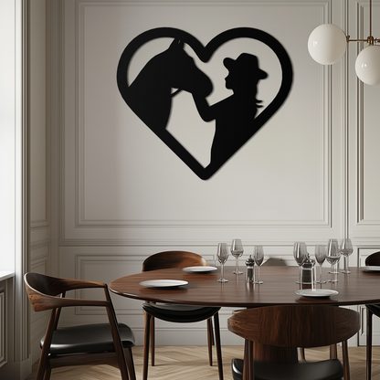 Girl and Horse Silhouette Heart Metal Wall Art – Farmhouse Horse Lover Gift- KAF548 - Tampa Home & Garden Store