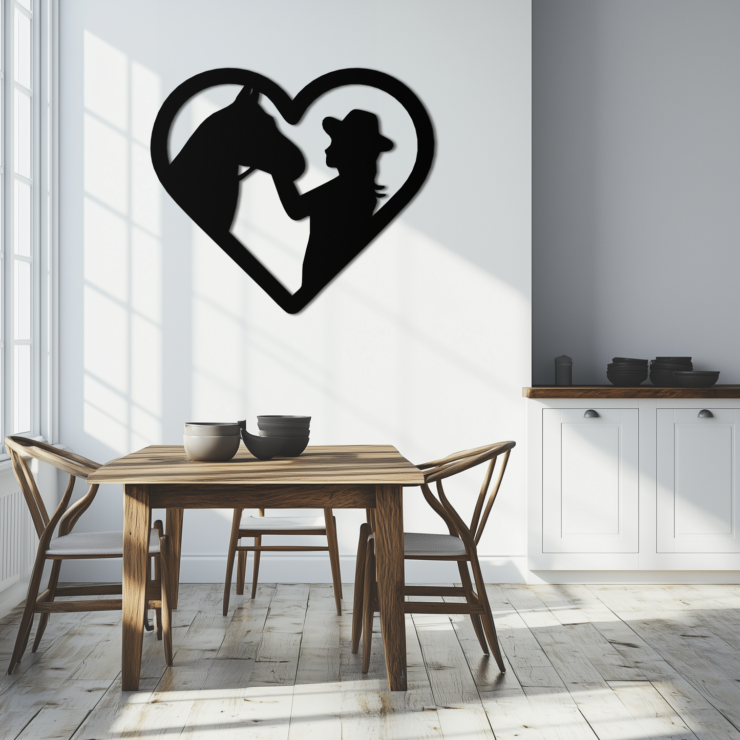 Girl and Horse Silhouette Heart Metal Wall Art – Farmhouse Horse Lover Gift- KAF548 - Tampa Home & Garden Store