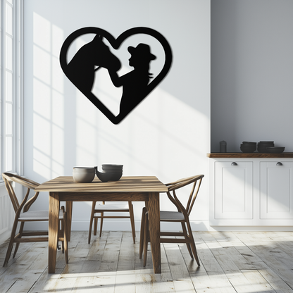 Girl and Horse Silhouette Heart Metal Wall Art – Farmhouse Horse Lover Gift- KAF548 - Tampa Home & Garden Store