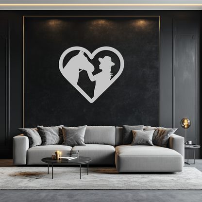 Girl and Horse Silhouette Heart Metal Wall Art – Farmhouse Horse Lover Gift- KAF548 - Tampa Home & Garden Store