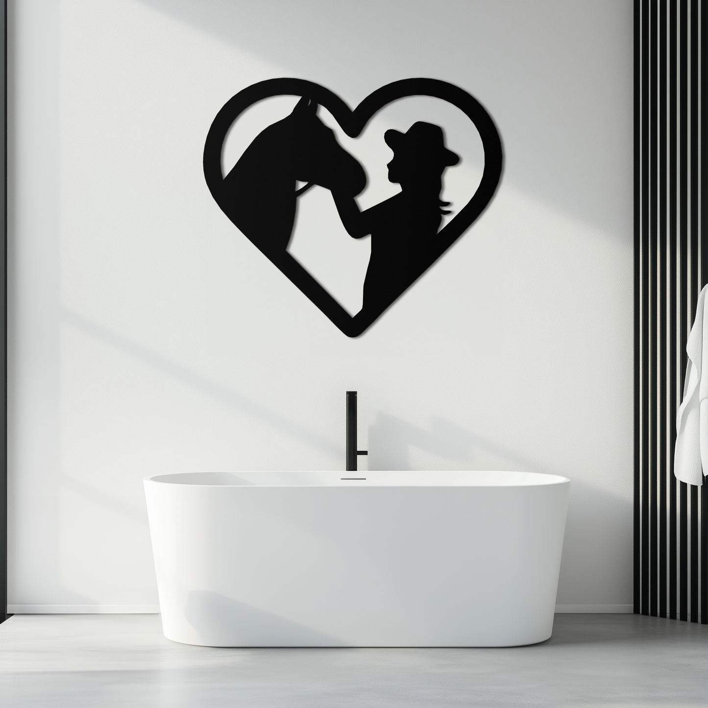 Girl and Horse Silhouette Heart Metal Wall Art – Farmhouse Horse Lover Gift- KAF548 - Tampa Home & Garden Store