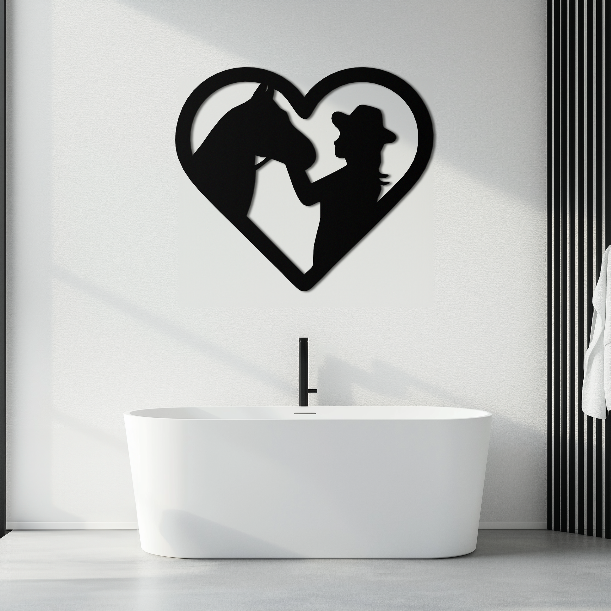 Girl and Horse Silhouette Heart Metal Wall Art – Farmhouse Horse Lover Gift- KAF548 - Tampa Home & Garden Store