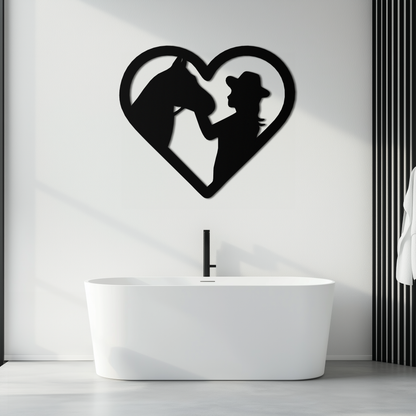 Girl and Horse Silhouette Heart Metal Wall Art – Farmhouse Horse Lover Gift- KAF548 - Tampa Home & Garden Store