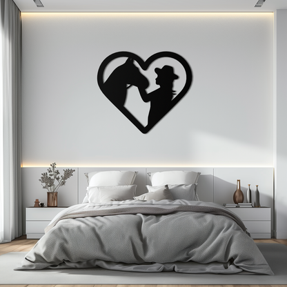 Girl and Horse Silhouette Heart Metal Wall Art – Farmhouse Horse Lover Gift- KAF548 - Tampa Home & Garden Store