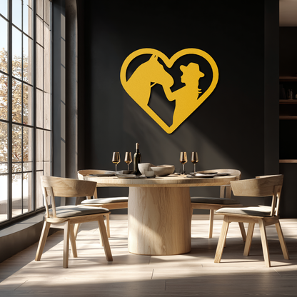 Girl and Horse Silhouette Heart Metal Wall Art – Farmhouse Horse Lover Gift- KAF548 - Tampa Home & Garden Store