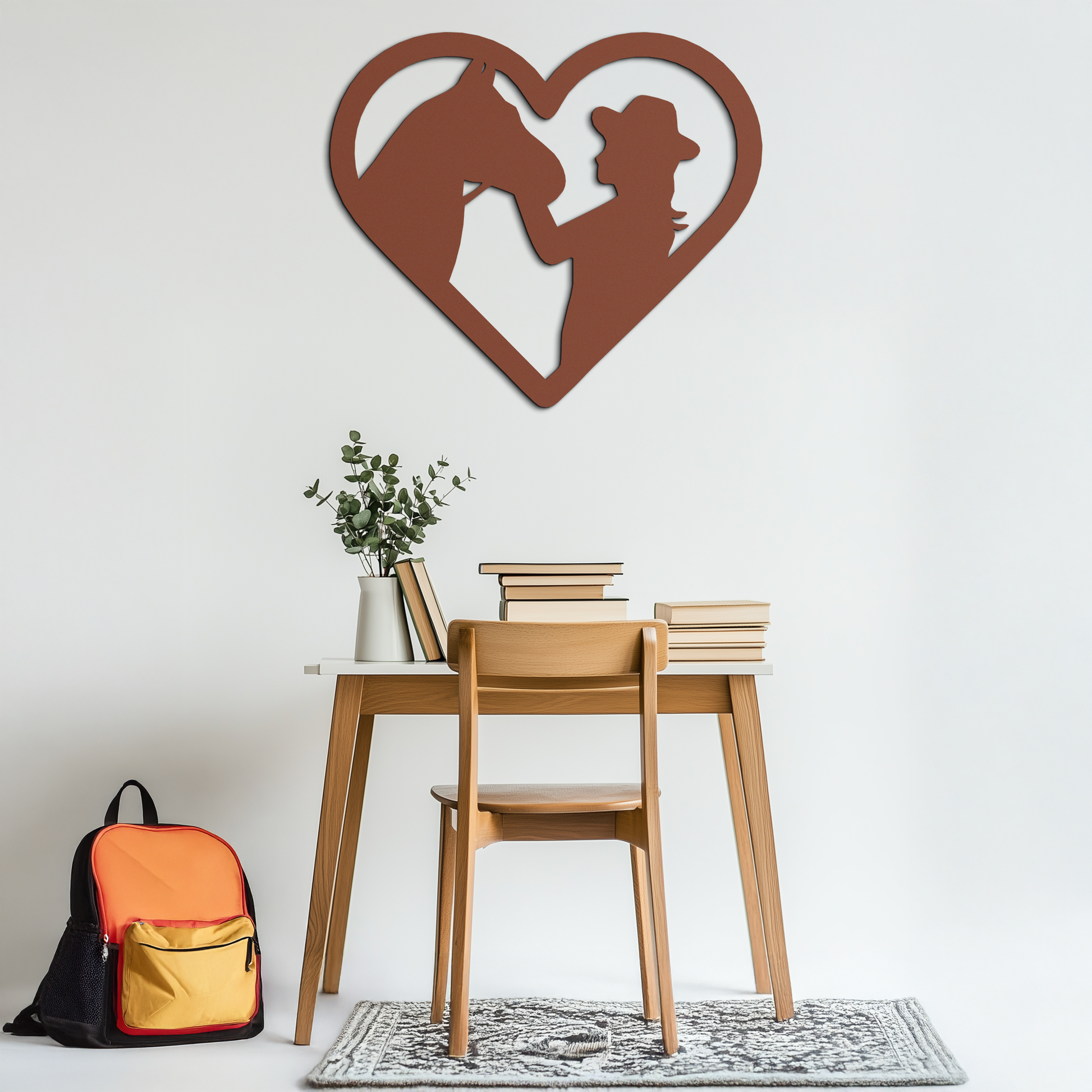 Girl and Horse Silhouette Heart Metal Wall Art – Farmhouse Horse Lover Gift- KAF548 - Tampa Home & Garden Store