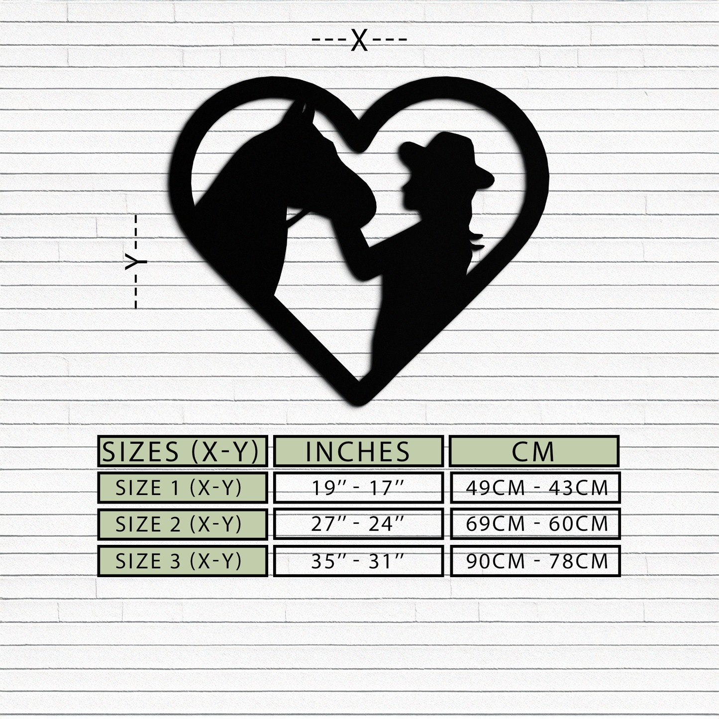Girl and Horse Silhouette Heart Metal Wall Art – Farmhouse Horse Lover Gift- KAF548 - Tampa Home & Garden Store