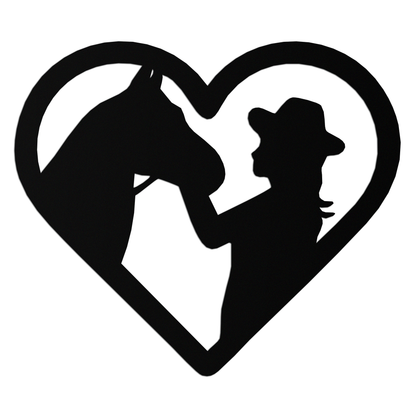 Girl and Horse Silhouette Heart Metal Wall Art – Farmhouse Horse Lover Gift- KAF548 - Tampa Home & Garden Store