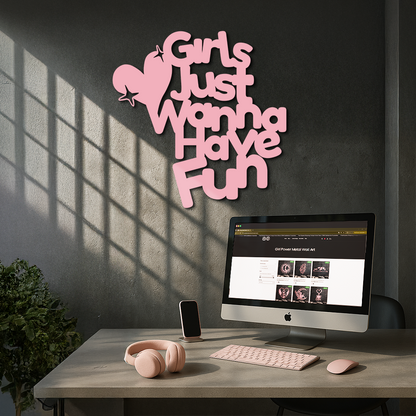 Girls Just Wanna Have Fun Metal Wall Art – Playful Heart & Star Design - KAFGP118 - Tampa Home & Garden Store