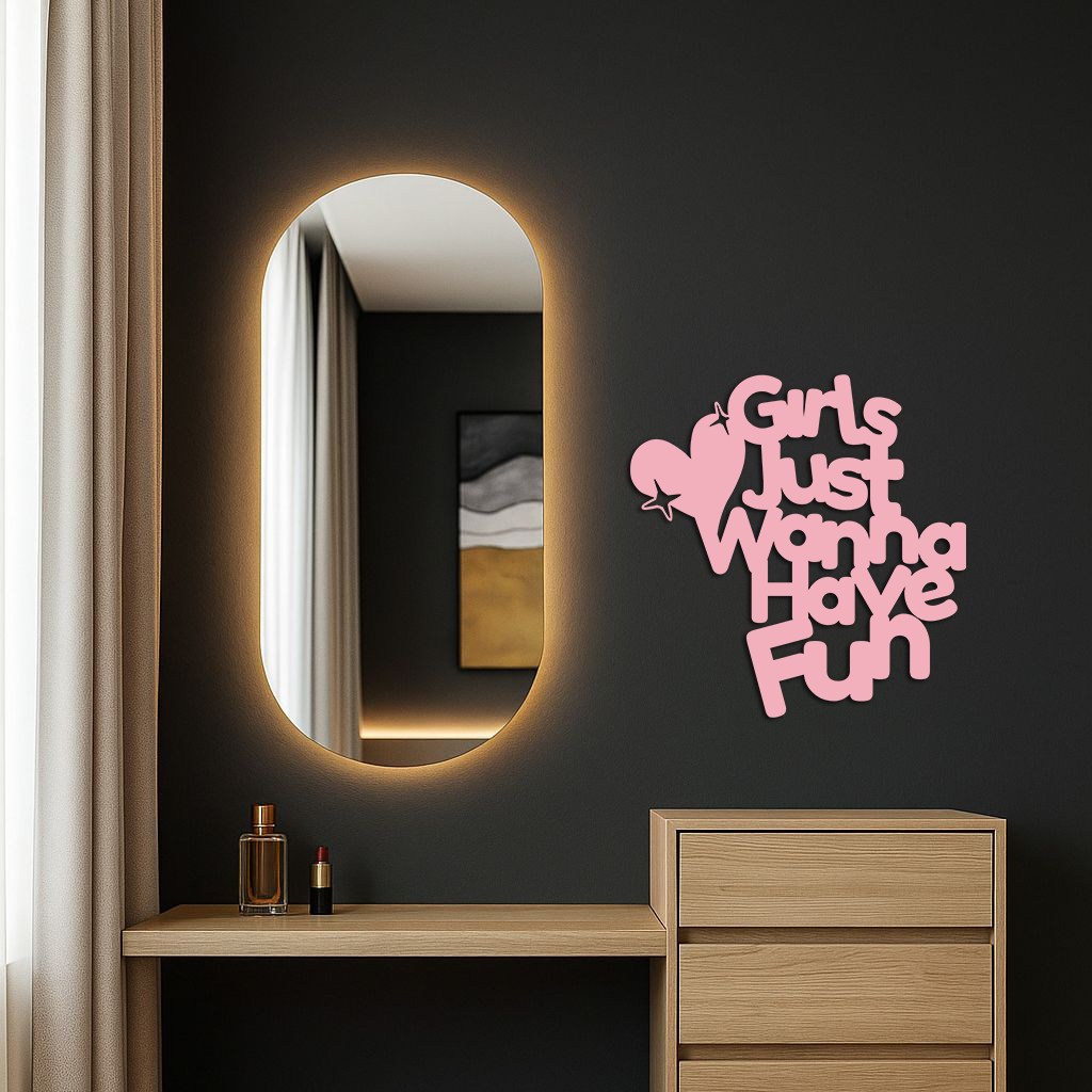 Girls Just Wanna Have Fun Metal Wall Art – Playful Heart & Star Design - KAFGP118 - Tampa Home & Garden Store
