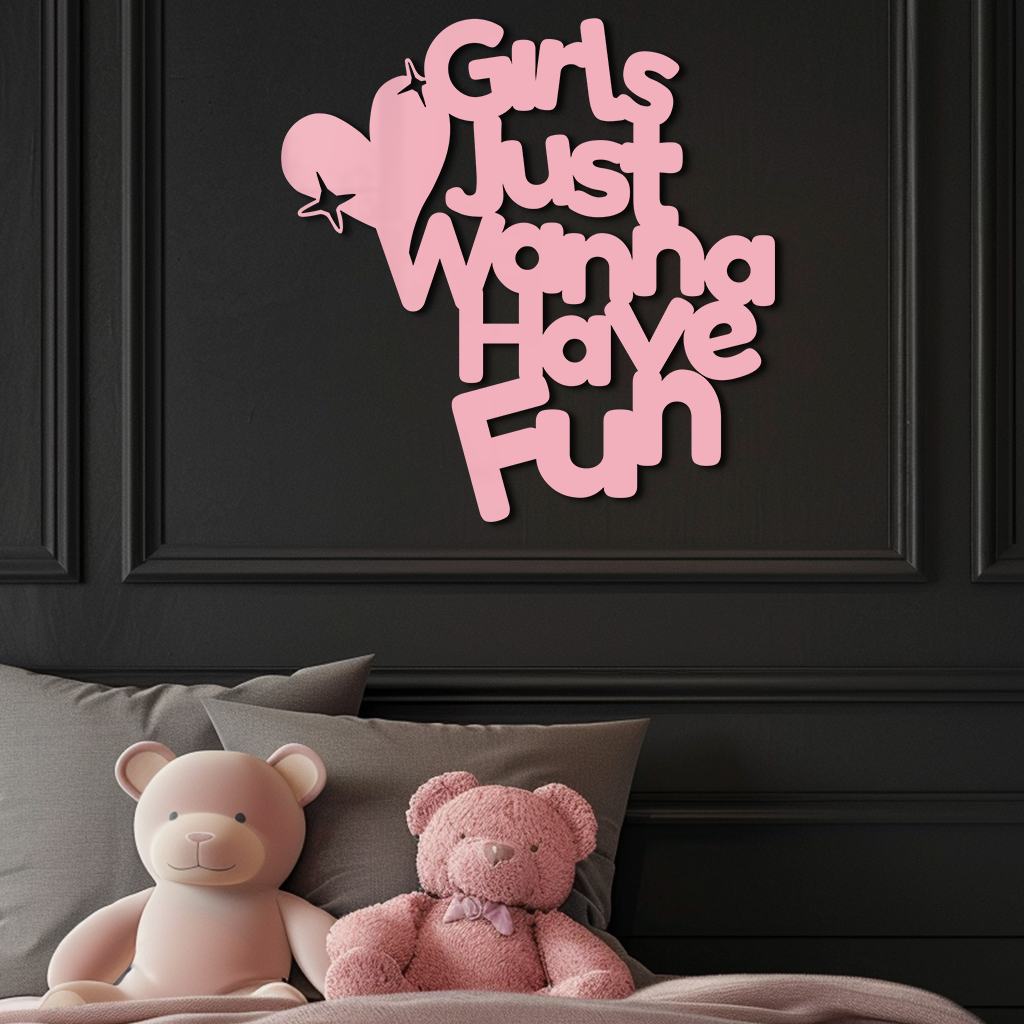 Girls Just Wanna Have Fun Metal Wall Art – Playful Heart & Star Design - KAFGP118 - Tampa Home & Garden Store