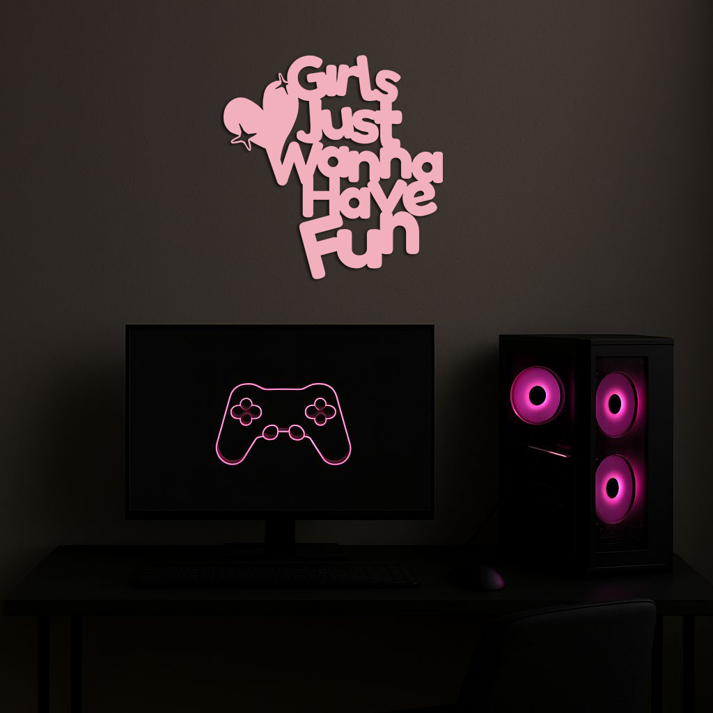 Girls Just Wanna Have Fun Metal Wall Art – Playful Heart & Star Design - KAFGP118 - Tampa Home & Garden Store