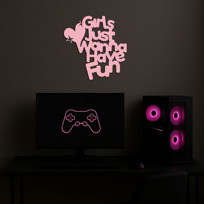 Girls Just Wanna Have Fun Metal Wall Art – Playful Heart & Star Design - KAFGP118 - Tampa Home & Garden Store