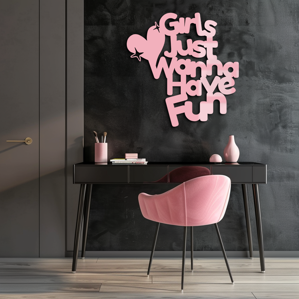Girls Just Wanna Have Fun Metal Wall Art – Playful Heart & Star Design - KAFGP118 - Tampa Home & Garden Store