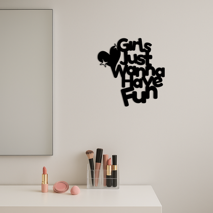 Girls Just Wanna Have Fun Metal Wall Art – Playful Heart & Star Design - KAFGP118 - Tampa Home & Garden Store