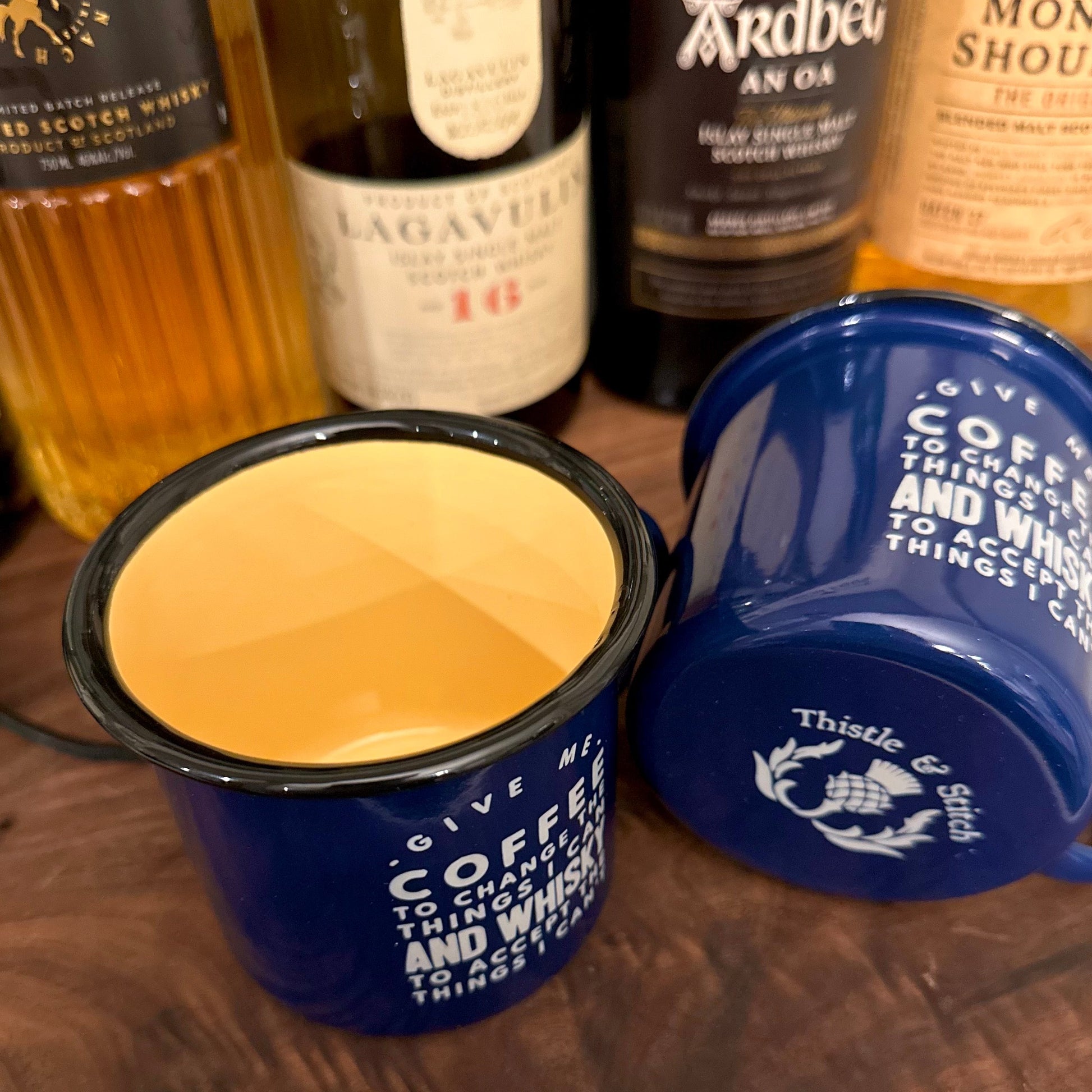 Give me Coffee to Change the Things I can and Whisky to Accept the Things I can't 11oz Enamel Coffee Camp Mug - Tampa Home & Garden Store