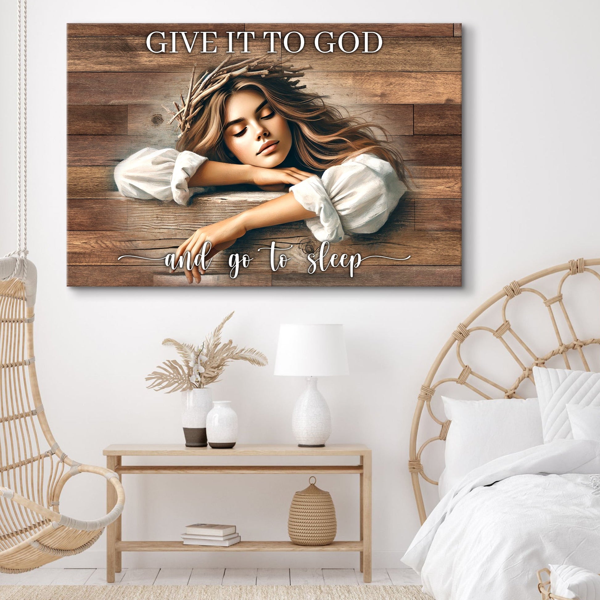 Canvas Give It To God And Go To Sleep Faith Sign XII Tailored Canvases wood on Tampa Home & Garden Store