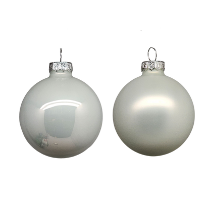 Glass 2.4" Ornaments - 10 piece Set - Winter White - Tampa Home & Garden Store