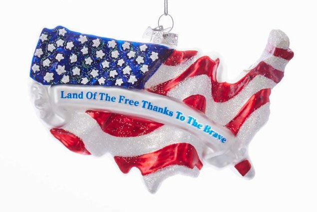 Glass America Stars and Stripes Ornament - Land of the Free - Tampa Home & Garden Store