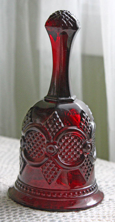 Glass Bell by Avon - Cape Cod Collection Ruby Color Sandwich Glass - Tampa Home & Garden Store