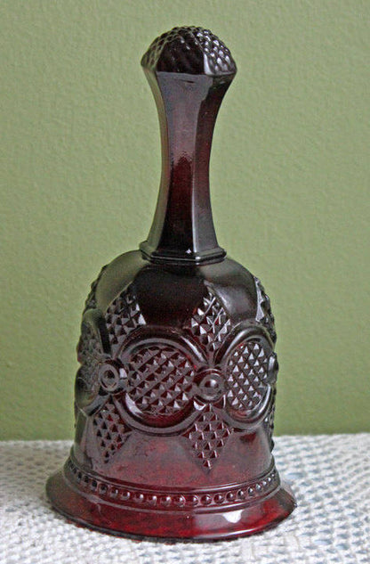 Glass Bell by Avon - Cape Cod Collection Ruby Color Sandwich Glass - Tampa Home & Garden Store