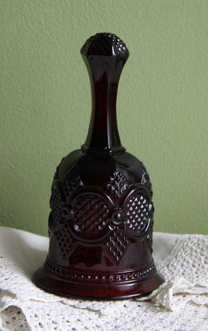 Glass Bell by Avon - Cape Cod Collection Ruby Color Sandwich Glass - Tampa Home & Garden Store