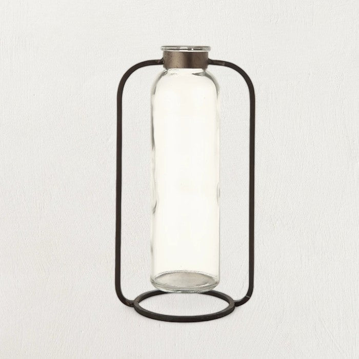 Glass Bud Vase in Metal Stand - Tampa Home & Garden Store