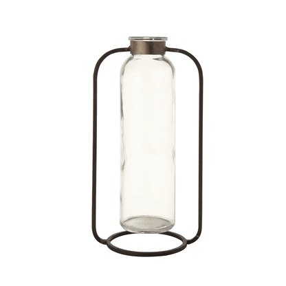 Glass Bud Vase in Metal Stand - Tampa Home & Garden Store