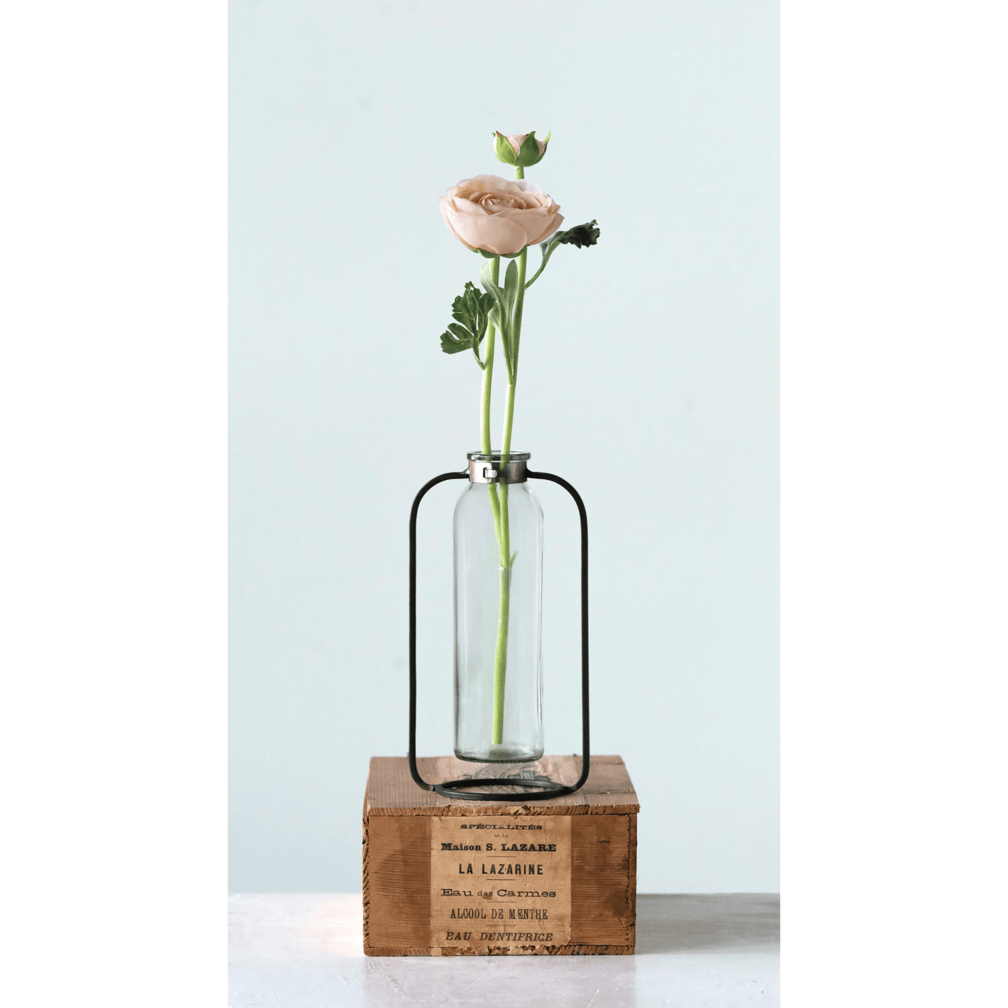 Glass Bud Vase in Metal Stand - Tampa Home & Garden Store