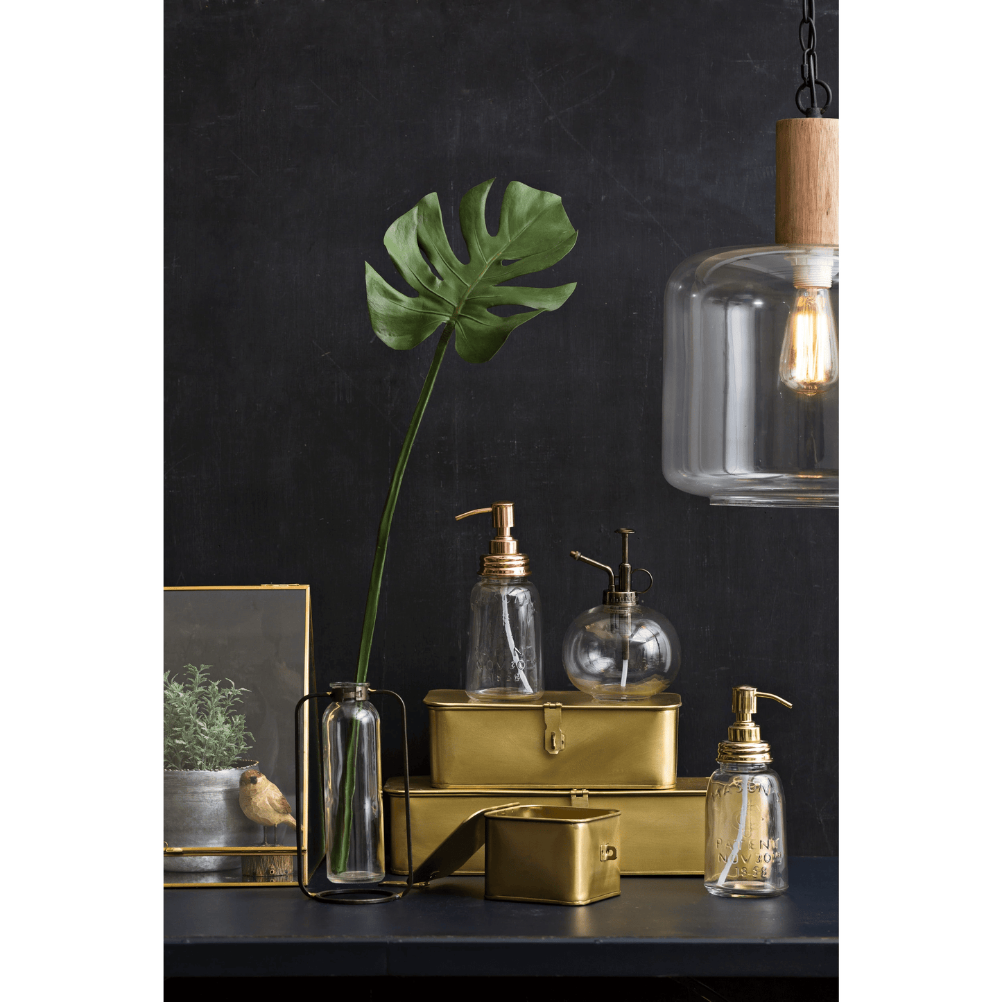 Glass Bud Vase in Metal Stand - Tampa Home & Garden Store