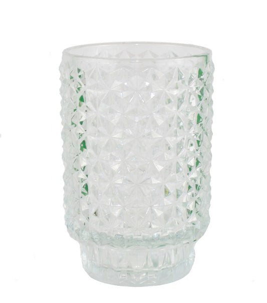 Glass Diamond Cut Mini Hurricane - Tampa Home & Garden Store