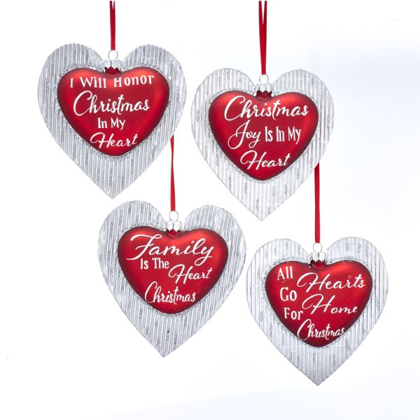 Glass Glitter Heart With Sayings Ornament - Honor - Tampa Home & Garden Store