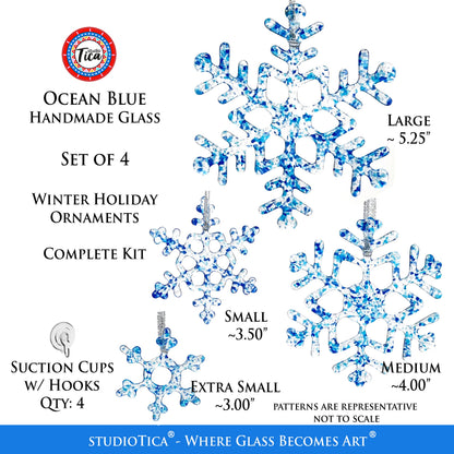 Copo de nieve de vidrio hecho a mano - Azul invierno - de studioTica