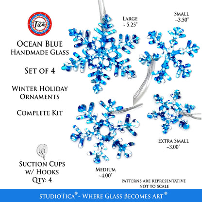 Copo de Nieve de Vidrio Hecho a Mano - Azul Océano - por studioTica