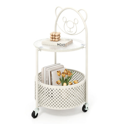 Modern Sofa Side Table on Lockable Wheels for Living Room Bedroom Study-Gold