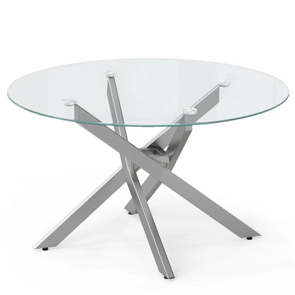 Glass Round Coffee Table With Tempered Glass Top