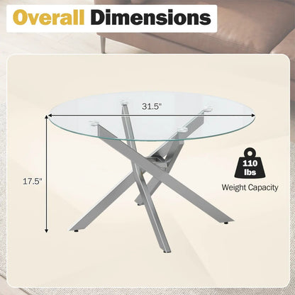 Glass Round Coffee Table With Tempered Glass Top