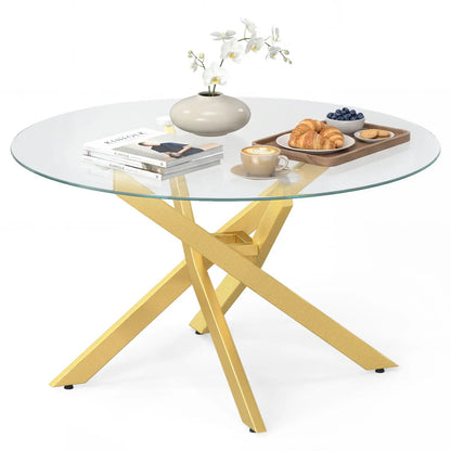 Glass Round Coffee Table With Tempered Glass Top